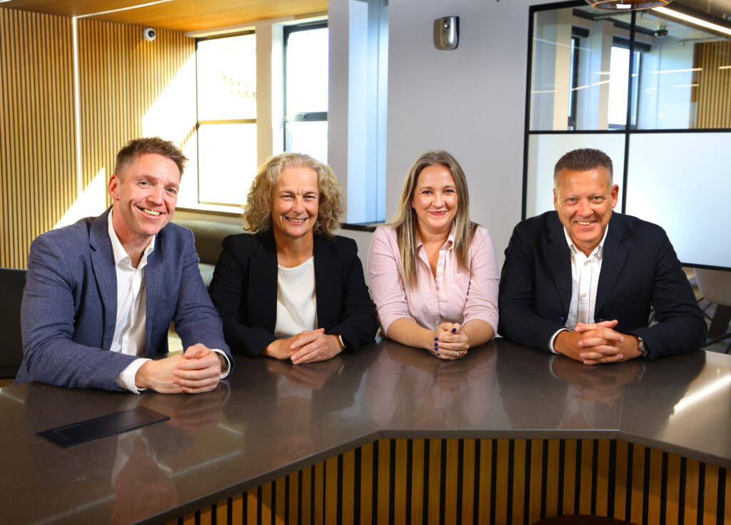 Pictured from left to right: Gareth Humphreys, CEO, Solution Performance Group, Jane Siddle, Senior Investment Executive, NEL Fund Managers, Carolyn McTaggart, Director of Operations, Solution Performance Group, Mark Wharton, Senior Portfolio Executive, NEL Fund Managers