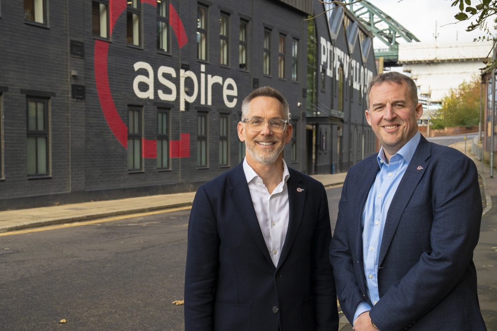 Chris Fraser, CEO, and Tom Howard, CFO of Aspire Technology Solutions, pictured outside the company’s HQ