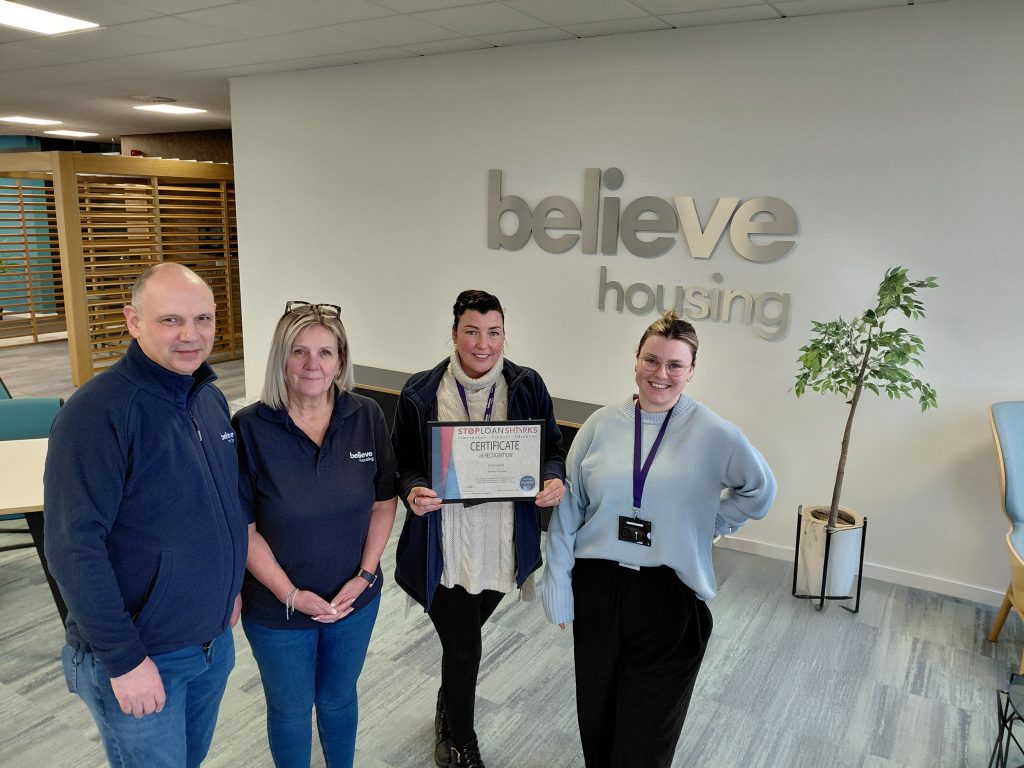 The Money Matters Team at believe housing, which has been awarded partner status by the England Illegal Money Lending Team (Stop Loan Sharks).